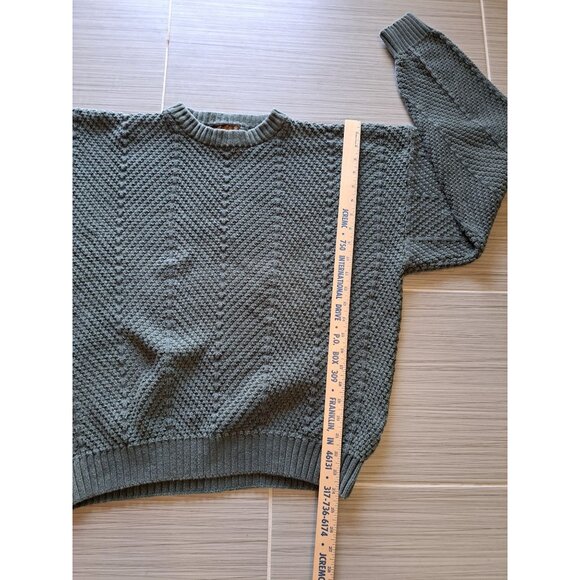 Vintage Eddie Bauer Mens Cotton Crew Neck Sweater Size L Green Textured Knit - Picture 5 of 5